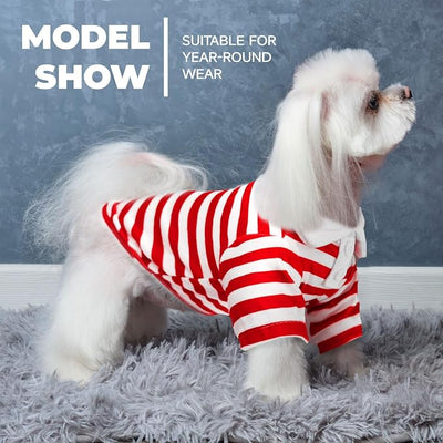 BAEJMJK Cute Dog Shirt Boy Girl Dog Clothes Striped Collared Polo T-Shirt for Small Medium Dogs Cats Soft Breathable Pet Puppy Outfits(Red,XX-Large)