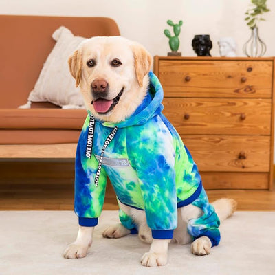 Dog Hoodies Winter Coat for Large Medium Dogs, Pullover 6 Legs Warm Coat Hooded Sweatshirt, Fleece Hoodie for Cold Weather (Bandhnu Green, 6X-Large)