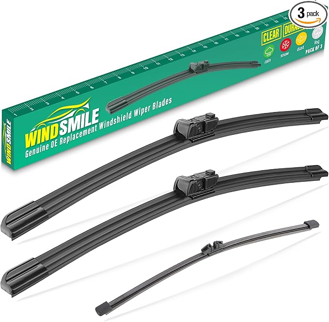 24" 19" 12" Windshield Wiper Blades Replacement for Honda Civic Hatchback 2022 2023 2024 2025 Premium All Weather Front Rear Wipers Set - OEM Quality (Pack of 3)
