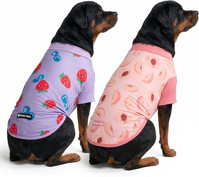 Spark Paws Sunblock Dog T-Shirt, SPF30 Protection, Lightweight Breathable Quick Dry for Dogs with Sensitive Skin - Berries & Peaches (Set of 2) - Size 5XL