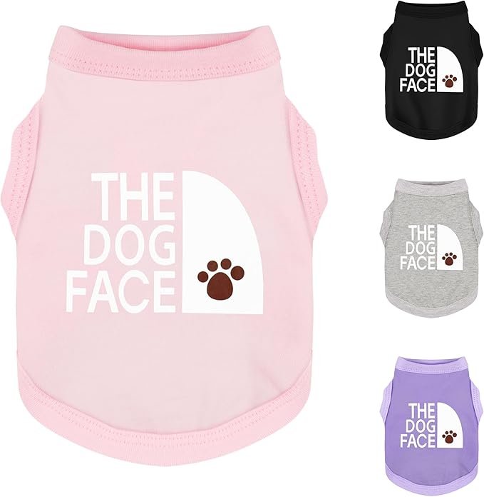 Comfortable and Breathable Dog Shirt: Soft, Lightweight Cotton Dog Clothes with The Dog Face' Print, Perfect for Everyday Wear, Small and Medium Breeds - Personality Canine Attire Pink XS