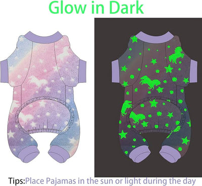 Sebaoyu Dog Pajamas for Small Dogs, Glow in Dark Spaceship Stars Moon Doggy Sweater, Super Soft Velvet Material Chihuahua Yorkie Tiny Doggie Clothes Outfits (XX-Small)