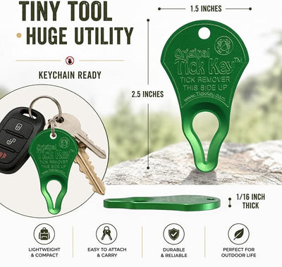 The Original Tick Key - Tick Detaching Device - Portable, Safe and Highly Effective Tick Detaching Tool (Green)