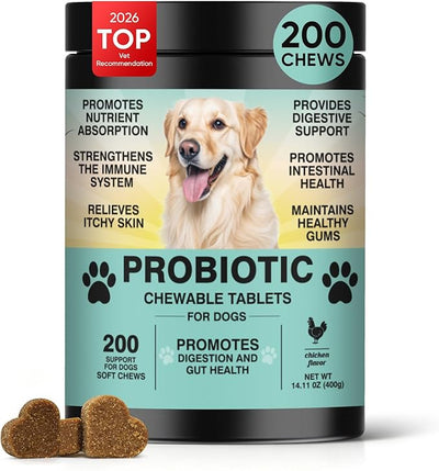 Probiotics for Dogs Gut Digestive Health Probiotic Chews for Dogs Digestive Enzymes Relieve Diarrhea Immunity Oral Problems Itching Constipation Prebiotics Dog Probiotics 200 Ct Duck