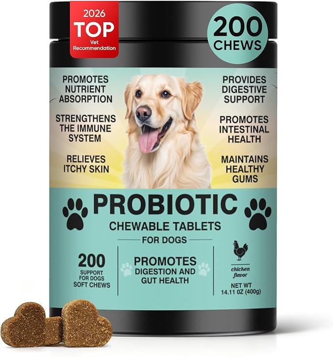 Probiotics for Dogs Gut Digestive Health Probiotic Chews for Dogs Digestive Enzymes Relieve Diarrhea Immunity Oral Problems Itching Constipation Prebiotics Dog Probiotics 200 Ct Duck