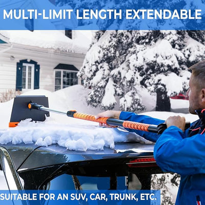 Zone Tech Extendable Snow Squeegee,Ice Scraper and Shovel 42" 5- Rotating Snow Squeegeee Head, 3-1 Extndable Ice Scraper,Shovel with Egonormic Handle Heavy Duty (2-Pack)