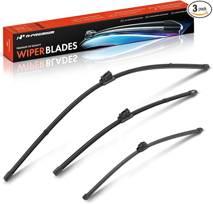 A-Premium 28"+18"+15" Windshield Wiper Blades with Wear Indicator & Towel | Compatible with Mercedes-Benz Metris 2016-2023, Front Rear Wipers Blade Set for MB/FR_DA Arm Connector, Pack of 3