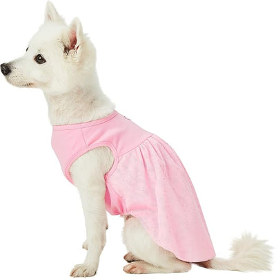 Blueberry Pet My Little Princess Cotton Blend Dog Tulle Dress in Lovely Pink with Heart, Back Length 14", Pack of 1 Clothes for Dogs