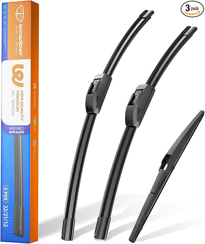 22"+21" Windshield Wiper Blades with 12" Rear Wiper Replacement for Dodge Durango 2011-2019 2020 2021 2022 2023/Jeep Grand Cherokee 2011-2013-OEM Quality All-Weather J Hook Wipers(Set of 3)