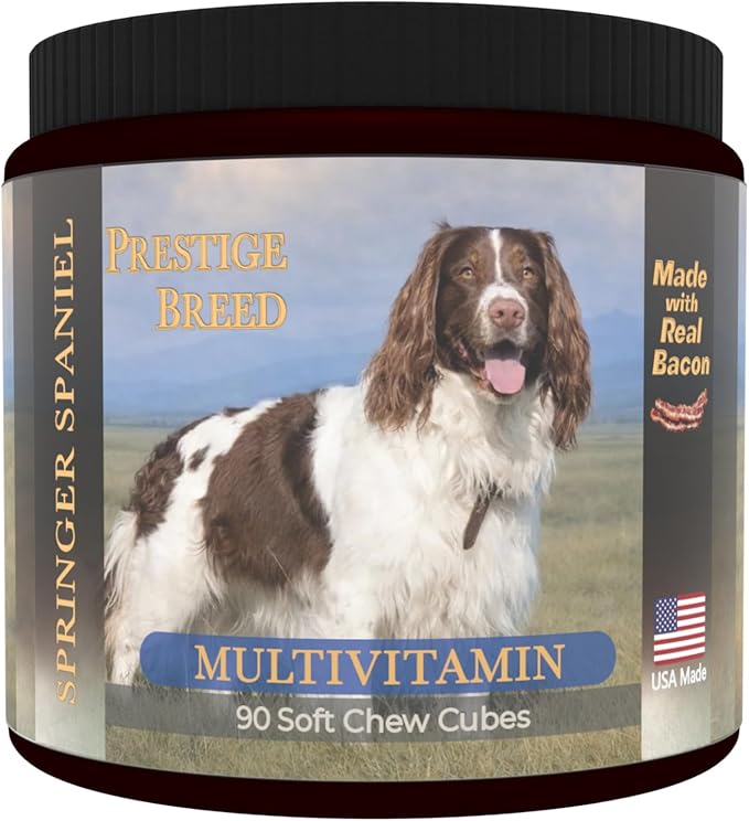 Springer Spaniel Multivitamins, 90 Count, Made in the USA with Real Bacon.