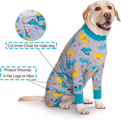 Dog Recovery Suit After Surgery Female Male, Medium Large Dog Neuter Shirt Cone Alternatives Prevent Licking Surgical Onesies (Dinosaur, 7XL)