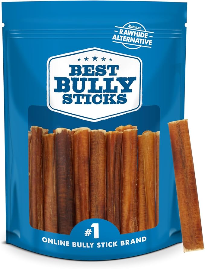 4 Inch Bully Sticks for Dogs - 8 oz (Pack of 1) - Natural Grass-Fed Dog Treats Small Breed, Grain and Rawhide-Free, Perfect for Small or Young Canines