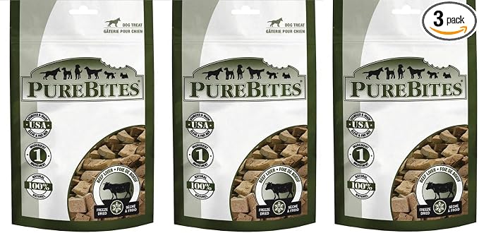 (3) PureBites Beef Liver Freeze Dried Dog Treats 4.2oz Bags. Total 12.6oz