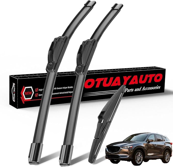 OTUAYAUTO Premium Windshield Wiper Blades - Replacement for Mazda CX-5 CX5 2013-2016 - Precision Fit, All-Weather Performance, Front and Rear Wiper Blades, J/U Hook - 24"+18"+14" (Pack of 3)