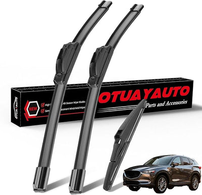 OTUAYAUTO Premium Windshield Wiper Blades - Replacement for Mazda CX-5 CX5 2013-2016 - Precision Fit, All-Weather Performance, Front and Rear Wiper Blades, J/U Hook - 24"+18"+14" (Pack of 3)