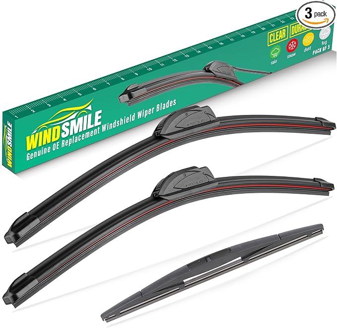 24" 14" 14" Windshield Wiper Blades Replacement for Mazda 2 2011 2012 2013 2014 Premium All Weather Front Rear Wipers Set - OEM Quality (Pack of 3)