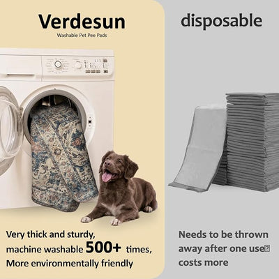 Washable Pee Pads for Dogs, Reusable Puppy Potty Training Pads, Ultra-Absorbent Thick Waterproof Leak-Proof Non-Slip Pads & Mat for Crate, Playpen, Floor, Whelping & Housebreaking , 2 Pack 36"x48"