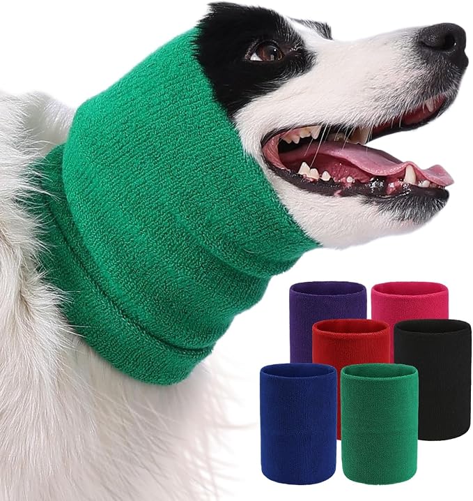 Dog & Cat Calming Band Cat Anxiety Relief Cover,Double Layer Thickened Pet Ears Elastic Neck Band Noise Cancelling Ear Muffs for Anxiety Relief/Noise Protection,Grooming,Thunder,Fireworks