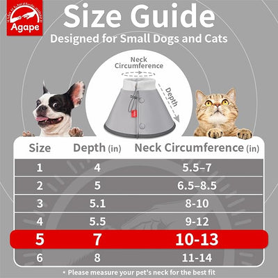 Agape Soft Dog Cone for Small Dogs & Cats, Recovery Collar to Stop Licking | Comfy E-Collar Alternative for Puppies, Adjustable Cloth Cone After Surgery, Protective Neck Cone for Kittens, Washable