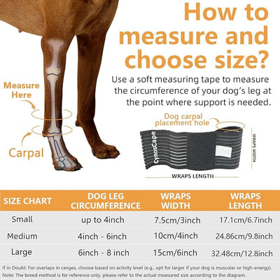 Dog Leg Brace, Black Compression Support Wraps for Front or Rear Legs with Streching Adjustable Strap,Dog Wrist Brace- Leg Sleeve to Stop Licking - Aid in Wound Care and Recovery (Balck, Large)