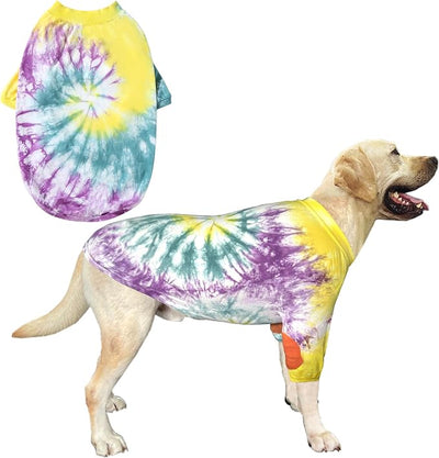 Dog Cotton Colorful Purple Yellow T-Shirts Soft and Stretchy Dog Shirt Pajamas Pets Clothes for Extra Large Dogs(XL Purple)