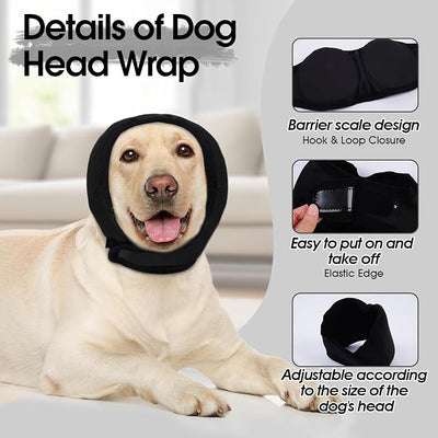 Dog Calming Hoodie, Dog Ear Muffs Noise Protection & Anxiety Relief, No Shake Ear Wraps for Dogs Quiet Ears Cover Headband for Fireworks Grooming Swimming Bathing Force Drying