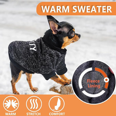 2 Pack Black Security Dog Sweatshirt Fleece Dog Sweaters for Small Dogs Boy Male Warm Winter Puppy Sweater Teacup Chihuahua Clothes Cat Sweater Pet Outfit Coat, Black, XXS