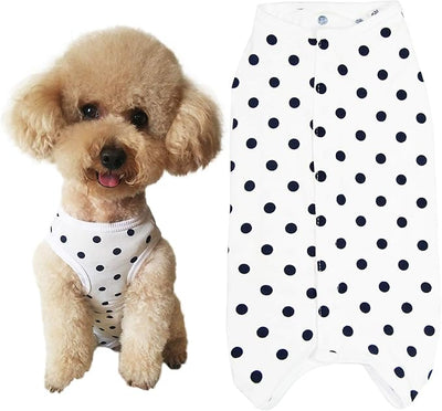 Dog’s Recovery Suit Post Surgery Shirt for Puppy, Wound Protective Clothes for Little Animals(White spot-xs)