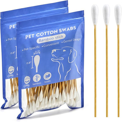 OwnWise 200pcs Large Cotton Swabs, Big Cotton Balls Jumbo Size with 6 Inch Bamboo Sticks, Long Wooden Cotton Swab for Dog Ears Cleaning