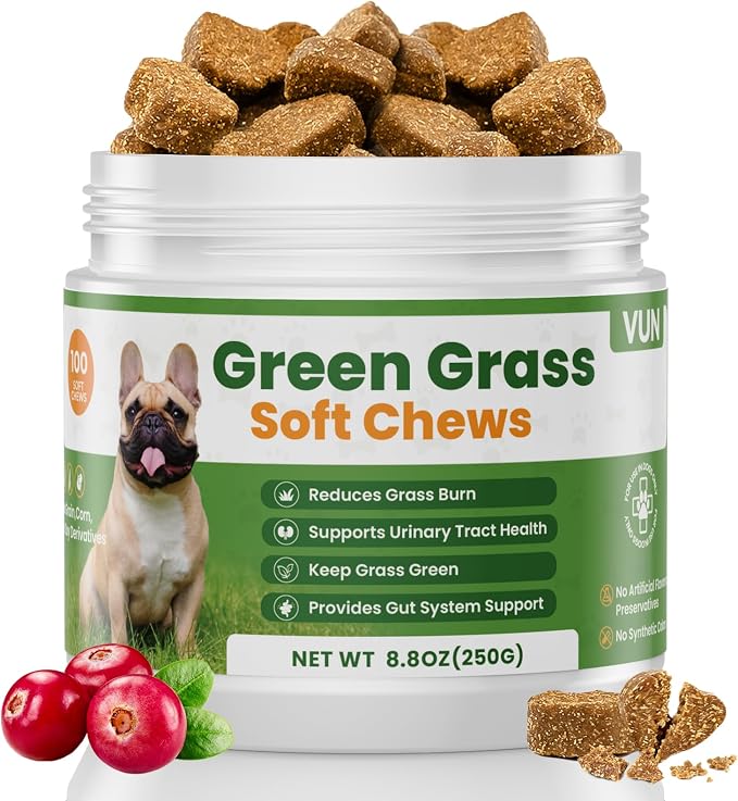 Dog Urine Neutralizer for Lawn – Green Grass Dog Chews to Prevent Yellow Spots & Lawn Burn – Grass Saver Soft Chews with DL-Methionine,Cranberry&Probiotics-100 Soft Chews