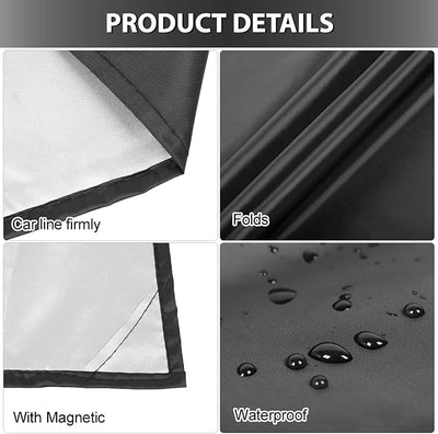 X AUTOHAUX 210T Magnetic Auto Car Snow Windshield Cover Frost Ice Guard Sun Shade Waterproof Windshield Protector for Most Vehicle Truck Van SUV 85.2X 49.2 Inches