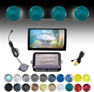 LCD Parking Sensor Kit - Displays Data on Original Screen, Easy Rear Installation, Compatible with CVBS Cameras (Not for AHD), 18 Probe Colors to Match Any Vehicle（Green）