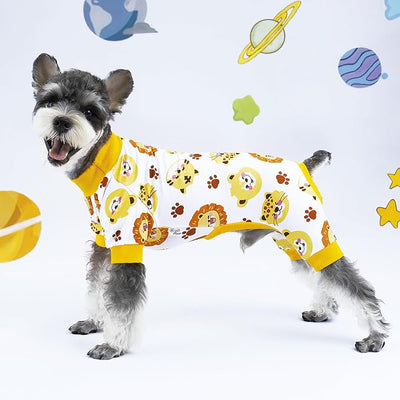 XPUDAC 4 Pieces Dog Pajamas Soft Strechy Puppy Onesies Pet Clothes for Small Medium Dogs Boy Girl Cat Pet Outfit, 150-XXS