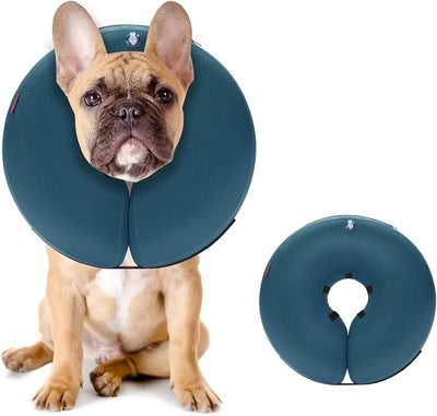 MIDOG Inflatable Dog Cone, Soft Donut Recovery Collar Alternative After Surgery to Help Prevent Licking, Comfy E Collar with Neck Pillow Design, Blue, M