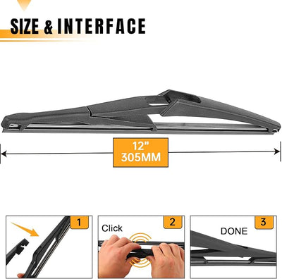 AUTOBOO 12 Inch Rear Wiper Blade Replacement for Mercedes Benz ML350/550/55 GL450/550 GLS450/550,GLE350/400 GLK350,Nissan Pathfinder,Rogue -Genuine OE Back Windshield Wiper Blade 12" (Pack of 1)