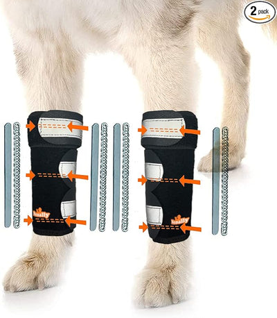 NeoAlly - 3-in-1 Dog Splint Front Leg Support, Front Leg Brace with Rigid and Spring Inserts, Dog Leg Sleeve for Pet Mobility, Stability, & Protection, With Reflective Straps, L-XL, 1 Pair