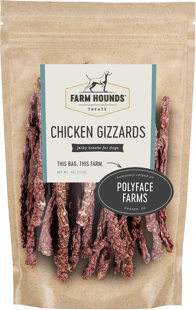 Chicken Gizzards - Premium Natural Jerky for Dogs - 100% Humanely Raised Chicken - Break-to-Size - Great for Training & Treats - No Added Fillers - Made in USA - 4oz -1 Pack