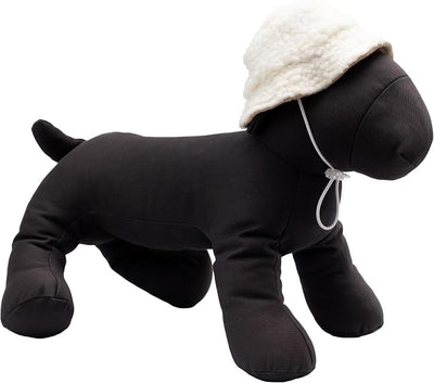 THE WORTHY DOG Faux Shearling Bucket Hat for Dogs – Stylish Pet Hat with Faux Shearling, Adjustable Chin Strap & Soft Brim for Comfort - Ivory, Large