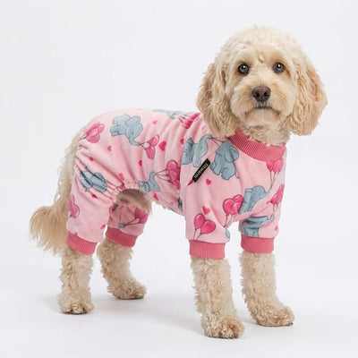 Fitwarm Elephant Fleece Dog Pajamas, Cozy Winter Clothes for Small Dogs Girl, Cute Pet Outfit, Pink, Blue, XXL