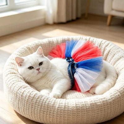 Dog Tutu Tulle Dress for Dogs Small Large Medium Puppy Dress Ballerina Costume Skirt for Holiday Puppy Cats Bunny Pet Outfit 4th of July Party Photo Prop Supplies (Blue, Large)