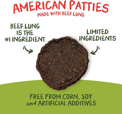 Pet 'n Shape All American Beef Lung Patties Dog Treats – Made and Sourced in The USA, 1lb Bag