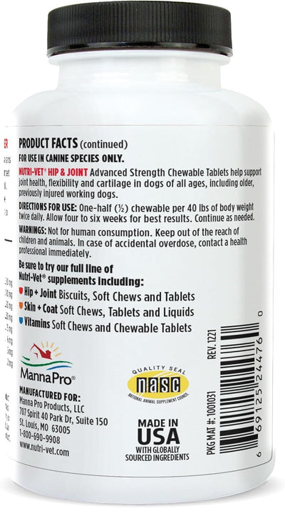 Nutri-Vet Hip & Joint Chewable Dog Supplements - Formulated with Glucosamine & Chondroitin for Dogs - 90 Count (Pack of 2)