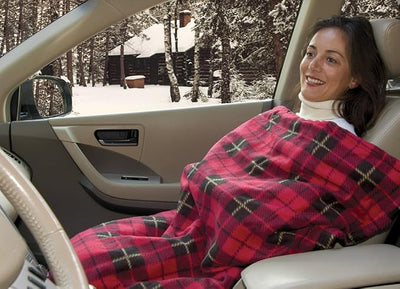 Trillium Worldwide TWI-2001 Heated Fleece Travel Electric Blanket - 12 Volt - Red Plaid