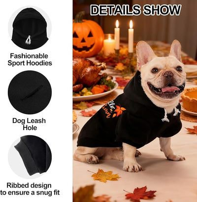 EXPAWLORER Fall Dog Hoodie-Soft and Warm Dog Sweaters, Pet Clothes Autumn Winter Coat Sweatshirt with Autumn Maple Leaf Theme Print for Puppy,Cat, Small Medium Large Dogs