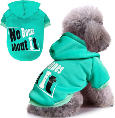 Jecikelon Print Dog Hoodies for Small Dogs, Soft Fleece Puppy Clothes for Pet Cat, Warm Winter Outfits Cold Weather Coats, Cute Sweatshirt Puppies Costume (Cyan, X-Small)