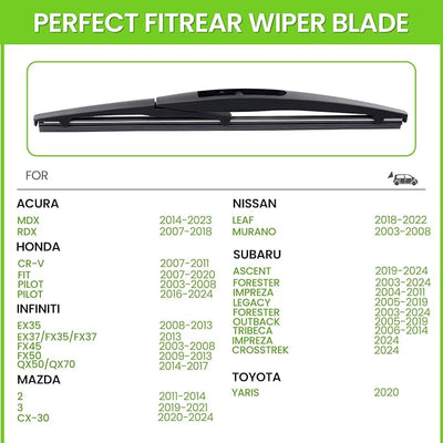 PARRATI® 14 Inch Rear Wiper Blade Replacement for 2003-2024 Subaru Forester 2019-2024 Ascent 2005-2019 Outback 2004-2024 Impreza/2007-2011 Honda CRV 2007-2020 Fit,All-Season Windshield Wiper(14-B)