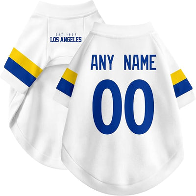 Los Angeles R Dog Clothes Jersey Style Personalized Pet T Shirt with Custom Name Number for Small Medium Large Dogs