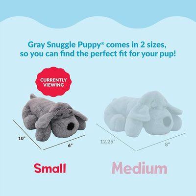 Snuggle Puppy Junior, Heartbeat Puppy Toy for Small Breeds, Smaller Plush Dog Toy with Real-Feel Pulse, Designed for Crate Use and Early Routines - Gray