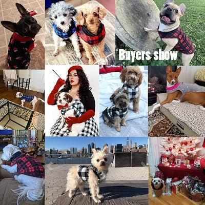 Dog Sweater, Soft Fleece Vest with Leash Ring Pullover Jacket Winter Pet Dog Clothes for Puppy Small Dog Cat Teddy Chihuahua Yorkshire for Christmas (X-Large, Black Grey Plaid)