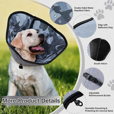 Dog Cone Collar for Dogs After Surgery Extra Long, Adjustable Comfy Dog Elizabethan Pet Collar Cone for Large Dogs Anti-Lick Protective Wound (Camouflage, S)